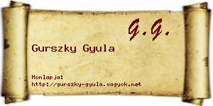 Gurszky Gyula névjegykártya